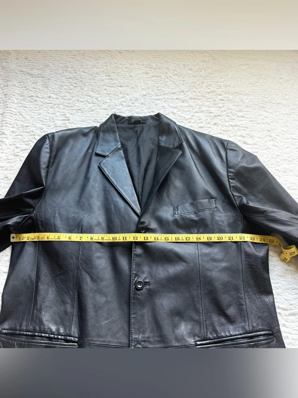 Vintage J Ferrar Leather Blazer Jacket Mens L Black Y2K 90s Minimalist Old Money
